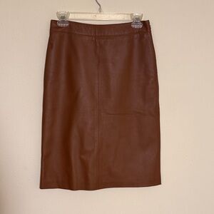 Halogen Elegant Brown Soft Leather Skirt Size0